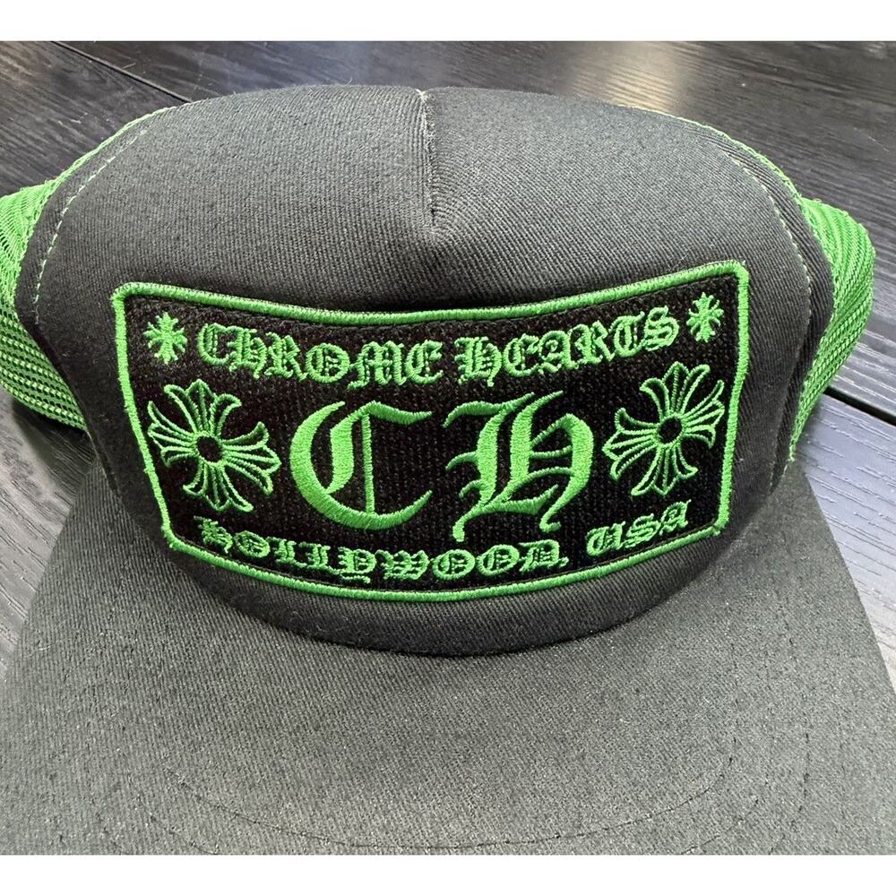 Chrome Hearts CH Hollywood Green Trucker Hat - Picture 2 of 10